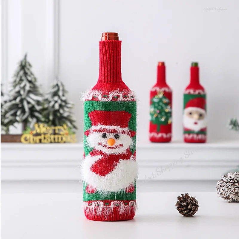 Christmas Wine Bottle Cover Wine Bag Linen Christmas New Champagne Wine Bottle Cover Bottle Bag Dining Table Decoration