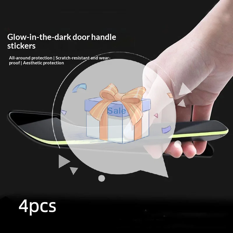 4Pcs Damage-Free Install Car Door Handle Protector Stickers Anti-Scratch Clear Trims for  Model 3 Y Car Exterior Decoration