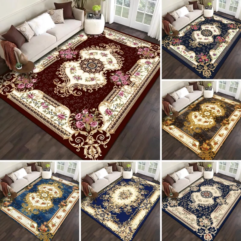 European Style Light Luxury Felt Carpet 100% Polyester Anti-slip Mat Corridor Sofa Bedroom Living Room Bathroom Comfortable Rug