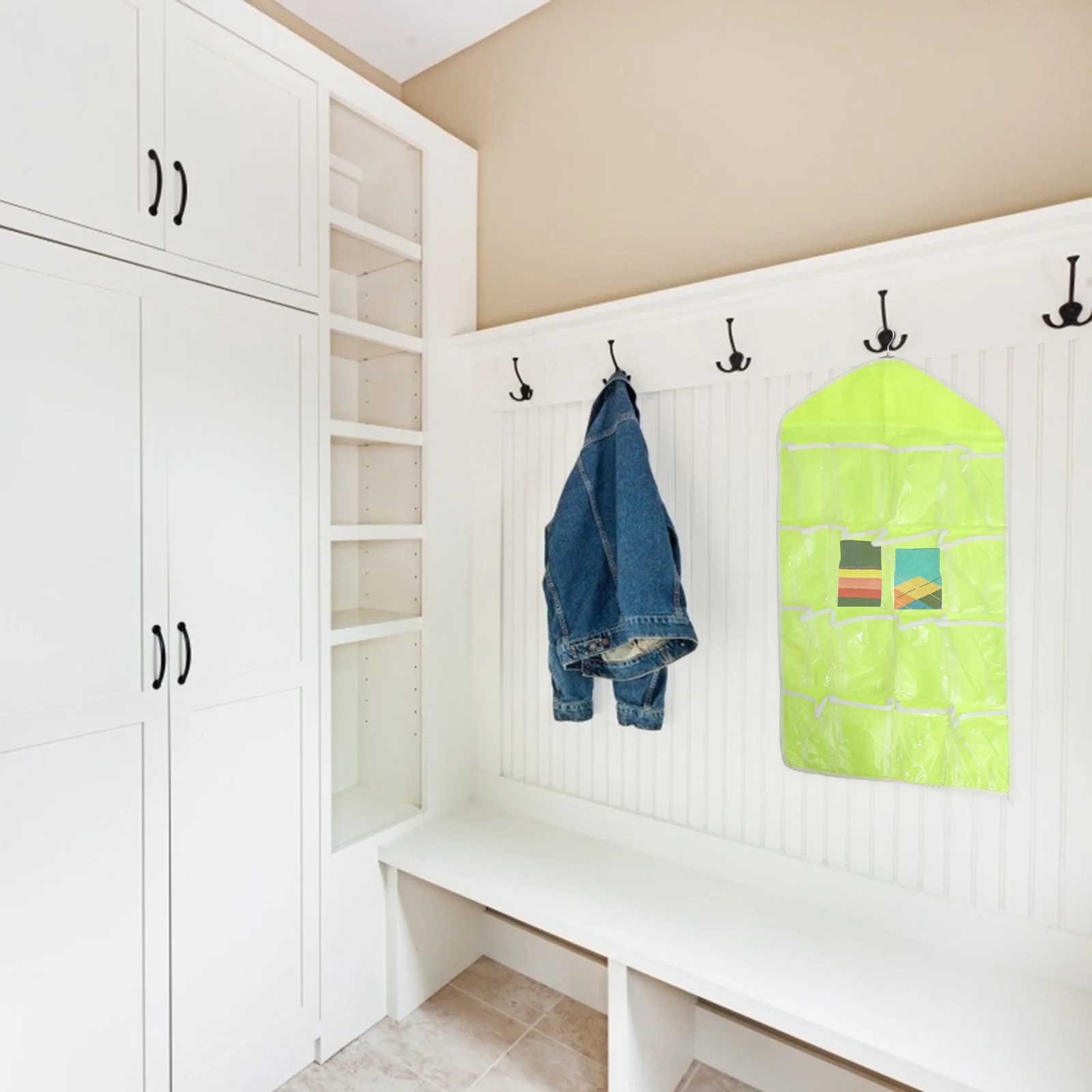 

16 Grids Over Door Organizer Wall Pocket Storage Bag for Closet Underwear Socks Bra Green Wardrobe Organiser Bra Organizer