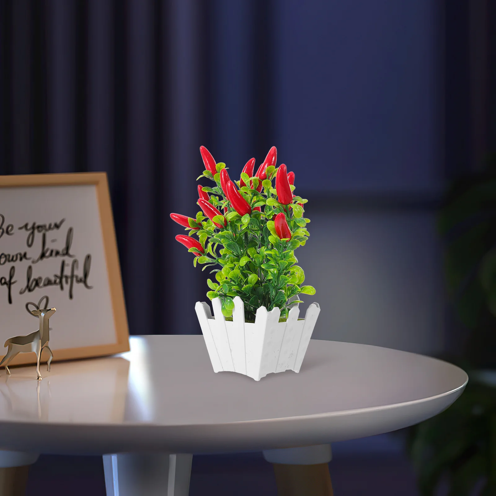 

3Pcs Artificial Red Pepper Bonsai Potted Plants Realistic Simulation Faux Chili Indoor Kitchen Decorative Fake Vegetable