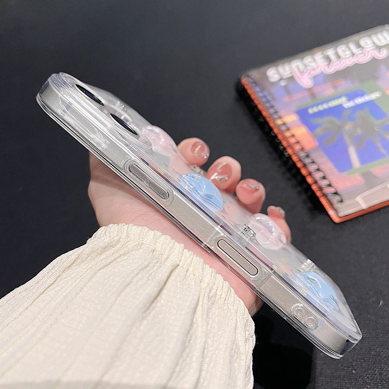Wunderschöne, farbenfrohe 3D-Stern-Glitzer-Handyhülle für iPhone 16 18 Pro Max 17 Air 15 13 12 11 14 Plus mit transparenter Rückseite – Detail 18