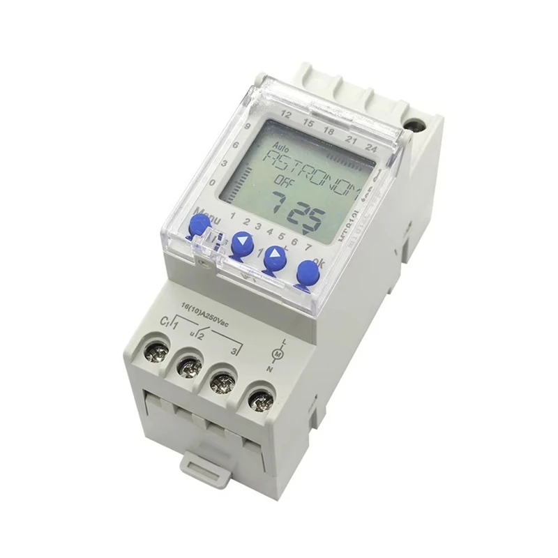 MT812L ดาราศาสตร์ Chronometer Switch 16A 1 ช่อง 7 วัน LCD Digital Timing Control Switch การติดตั้งราง DIN