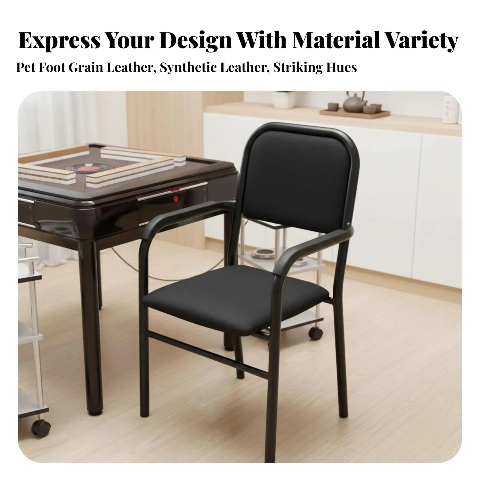 

Mahjong Chair High-Resilience Padding Padded Rear Rest Armchair Upholstered Dining Chair Re Informationmation Mation Ced Legs