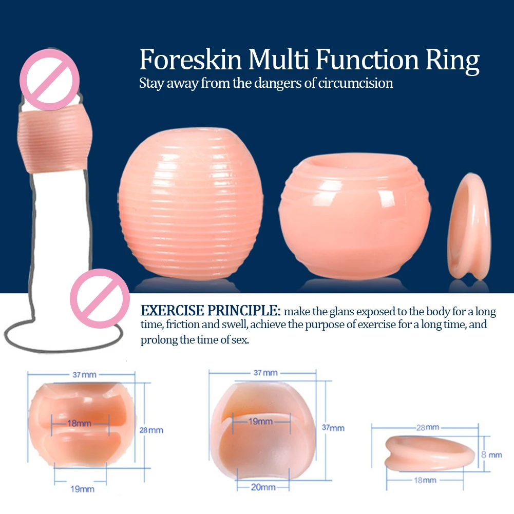 3Pcs/set Male Foreskin Correction Day and Night Penis Rings Men Sex Toys Delay Ejaculation Men Chastity Device Screw Shape Cock
