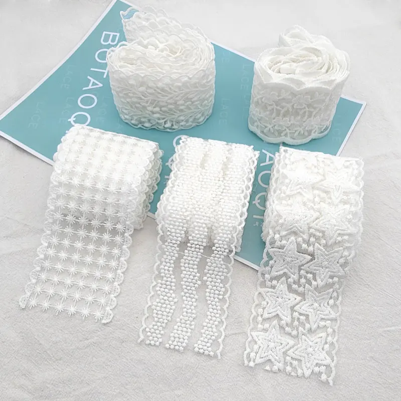 1 Meter Lace Trim Ribbon Milk Silk Vintage White Fabric Lace Wedding Decor Headgear DIY Fabric For Sewing Craft Supplies