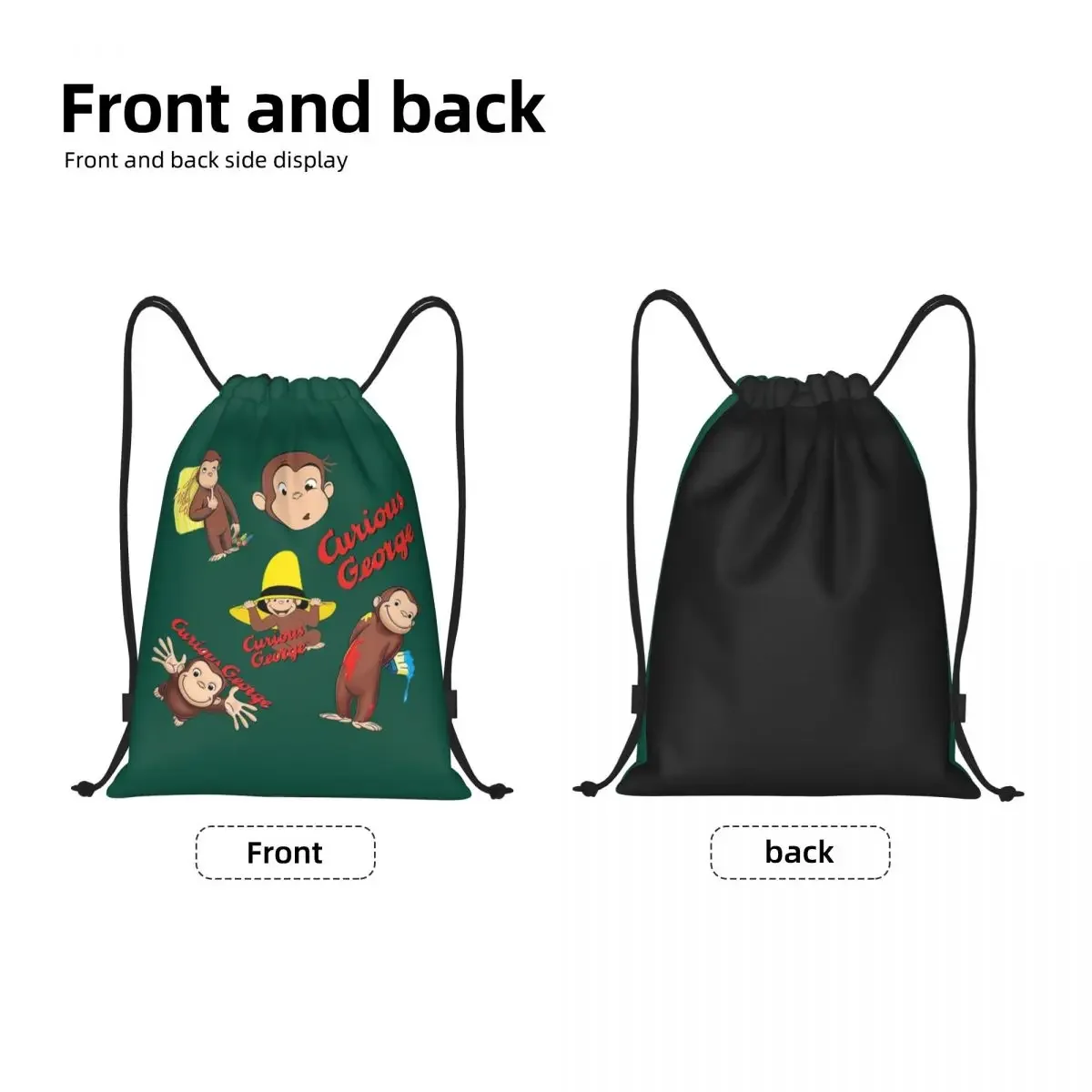 Custom Curious George Anime Monkey Drawstring Bag for Shopping Yoga Backpacks Men Women Sports Gym Sackpack