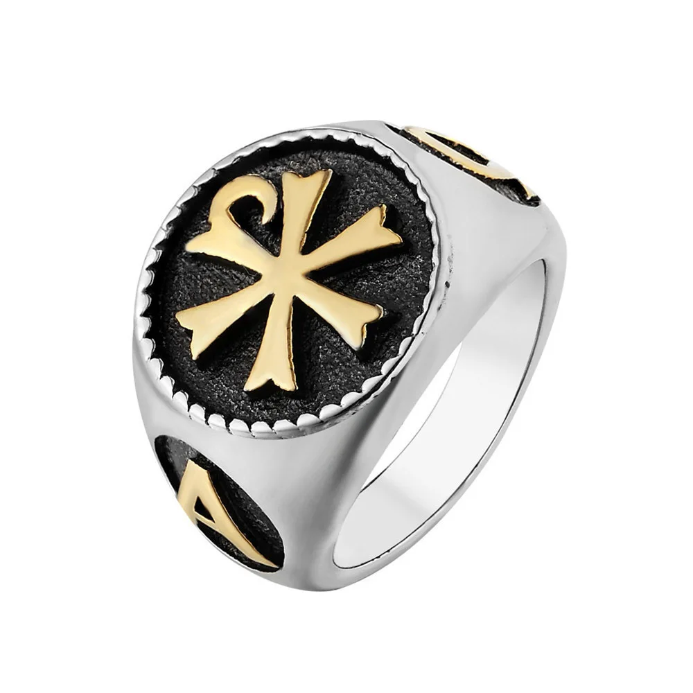 Punk Rock Stainless Steel Letter A Rings The Orthodox Church Ring for Men Jewelry Size 7-13