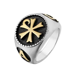 Punk Rock Stainless Steel Letter A Rings The Orthodox Church Ring for Men Jewelry Size 7-13