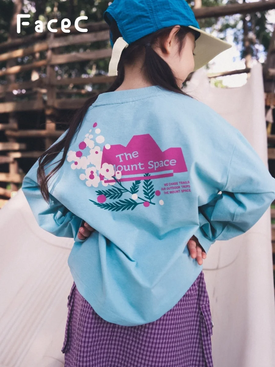 Quick Dry Long Sleeve Outdoor T-Shirt for Girls Loose Fit Spring Autumn New Style Camping Wind Children's Clothing FaceC Brand
