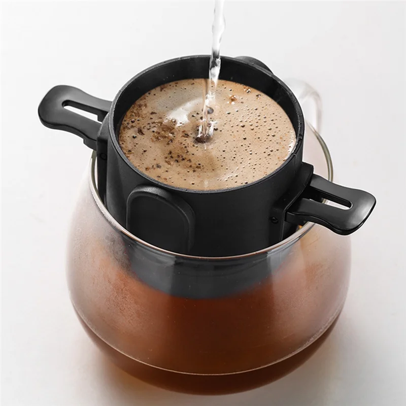 Filtro de café por gotejamento HGHO reutilizável com suporte cafeteira portátil para escritório, casa, viagem, acampamento -C