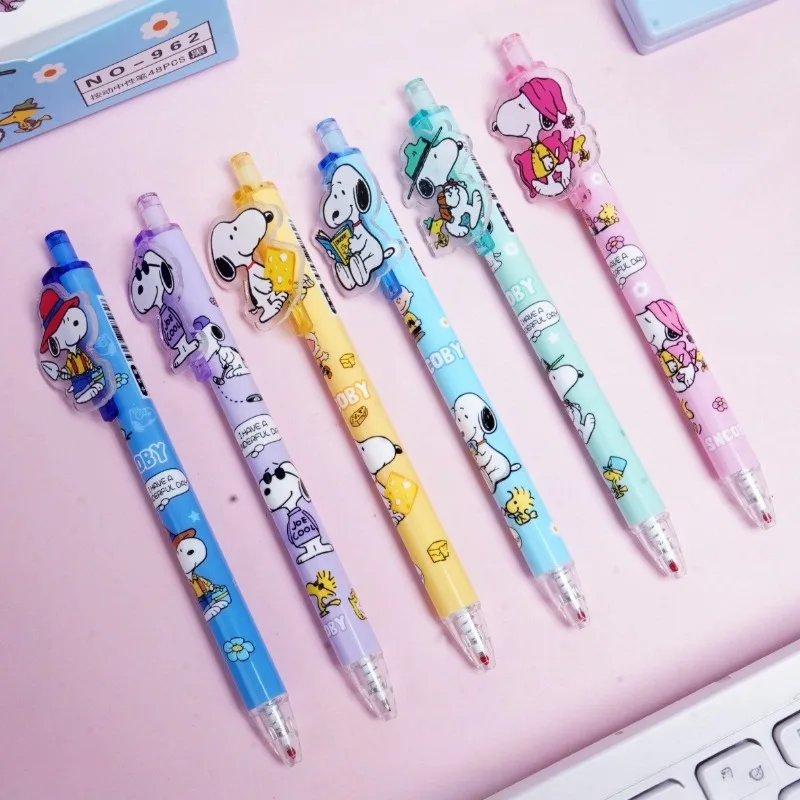 Hot Snoopys 48pcs Pen High Beauty Neutral Pen Press Fast Drying Smooth Cartoon Cute Press The Stationery Pen Student Gifts