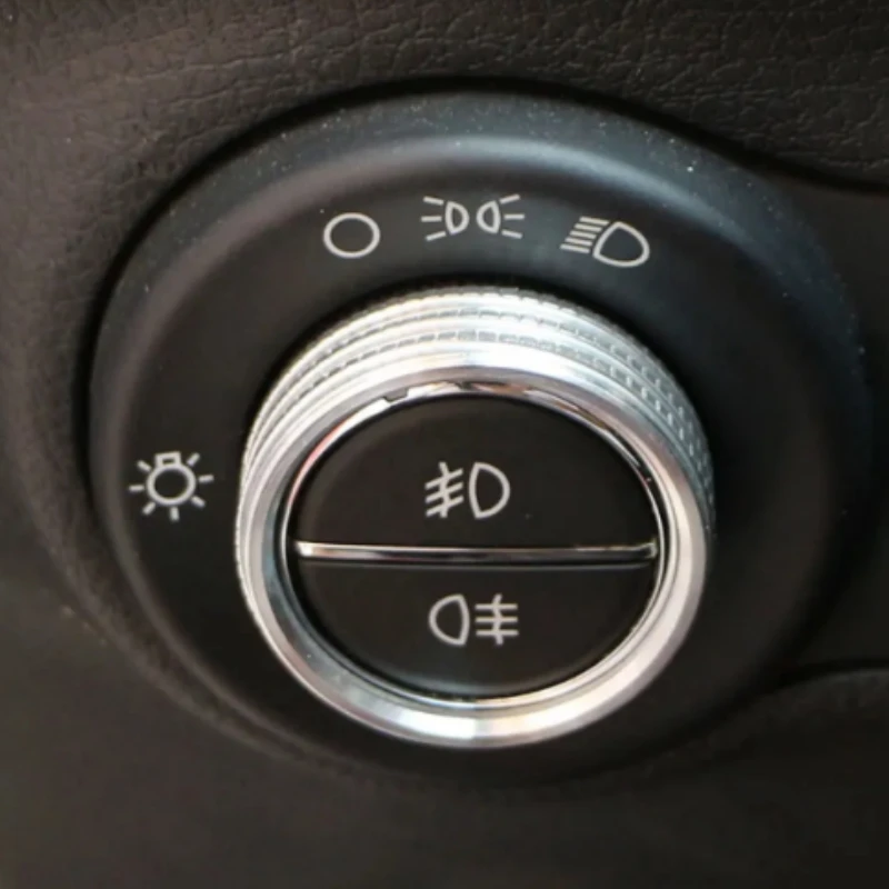 For Jeep Compass 2015 - 2025 Renegade 2015 - 2025 Car Fog Lamps Adjustment Knob Cover Headlight Switch Trim Stickers