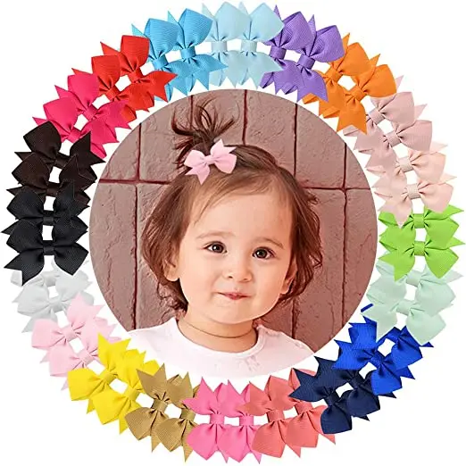 1 Pcs Tiny 2 Inch Pinwheel Solid Hair Bows Alligator Samll Clips for Baby Gilrs Toddlers Kids Handmade Headwear Hair Accessories