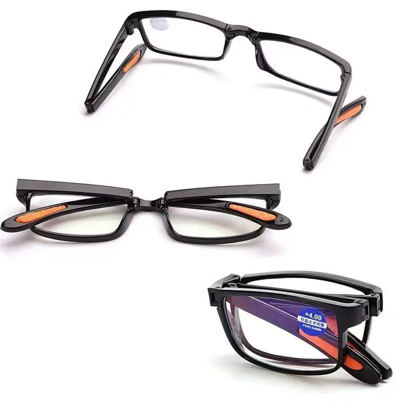 Portable Glasses Men Women Folding Reading Eyewear Anti Blue Light Eyeglasses Presbyopia Retro Pocket +1.0 -4.0 With Case