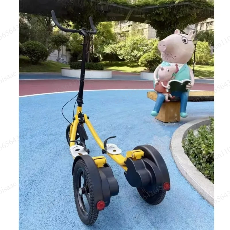Foldable Upright Tricycle, Pedal Powered Scooter for Fitness & Daily Riding
