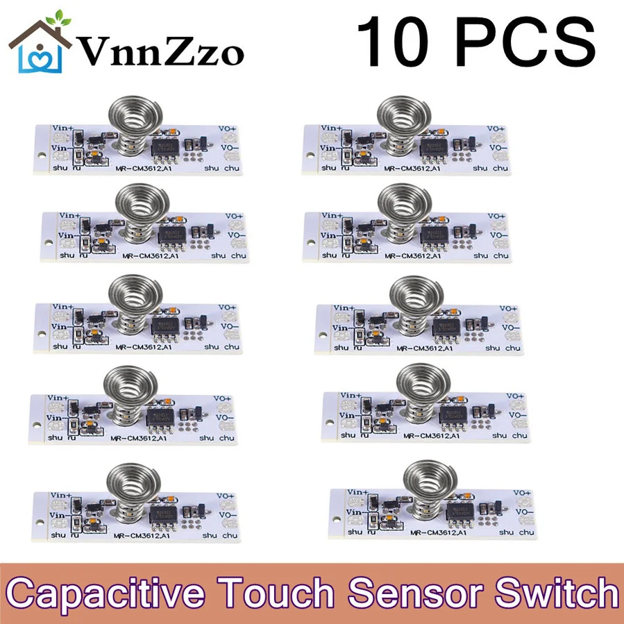 

DC 12V Capacitive Touch Sensor Switch Coil Spring Switch LED Dimmer Control Switch 9-24V 30W 3A for Smart Home LED Light Strip