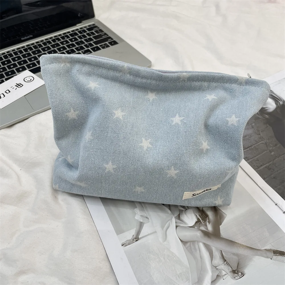 

Fashion Bow Star Print Makeup Bag Women Girls Large Capacity Cosmetic Bag Travel Portable Skincare Storage Bag Toiletry Organize