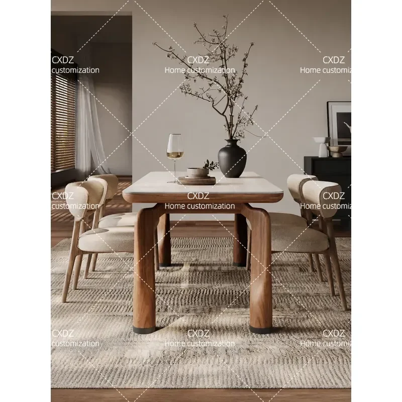 Modern Solid Wood Dining Table with Elephant Legs Light Luxury Simple Design for Living Room Household Furniture 2026 New