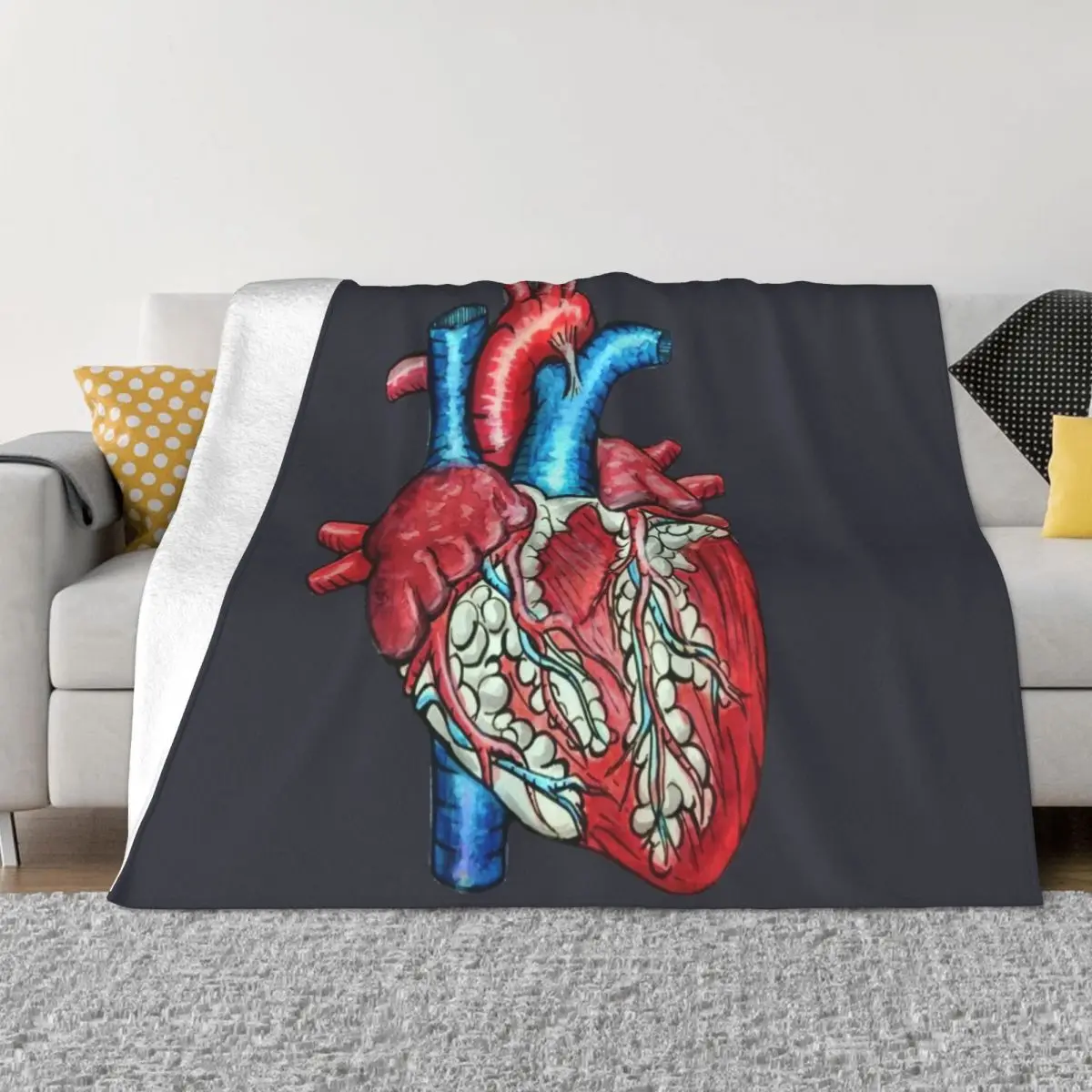 Anatomical human heart Throw Blanket for babies Retros Shaggy Blankets