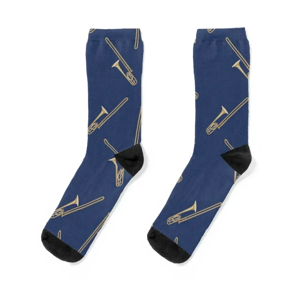 Trombone on blue Socks hockey Run new in's bright garter Socks Woman Men's