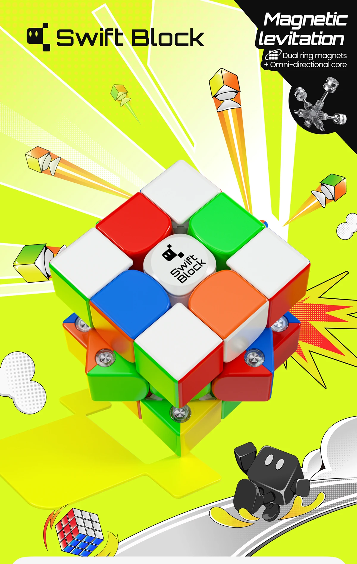 [Picube] GAN Swift Block 3x3 Super Maglev UV Coated Matte Magnetic Speed Cube Puzzle Cubo Magico Brain Teaser Fidget Toy Gift