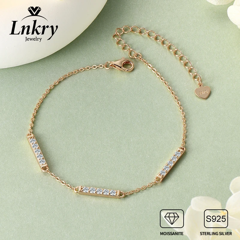 

Lnkry 925 Certified Silver Hand Chain Bracelets Micro Inlaid 2mm Moissanite Bracelet for Women Girl Fashion Hand Jewelry Gift