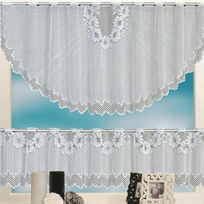 2PCS Lace Coffee Curtain Window Tulle Butterfly Apple Curtains For Living Room Kitchen Treatments Voile Curtain Festival Decor