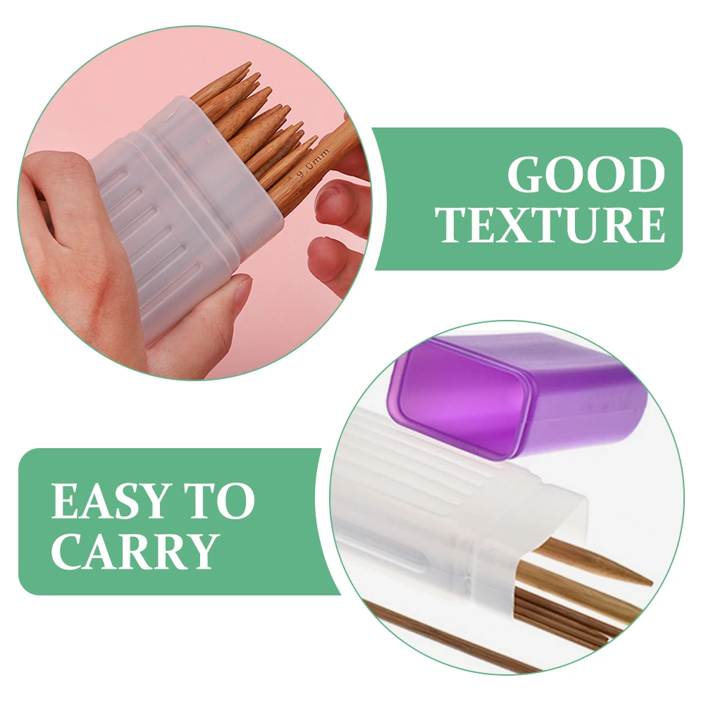 

2 Pcs Knitting Needle Braiding Tool Box Sewing Tube Crochet Plastic Embroidery Storage Container Green Purple Color Durable