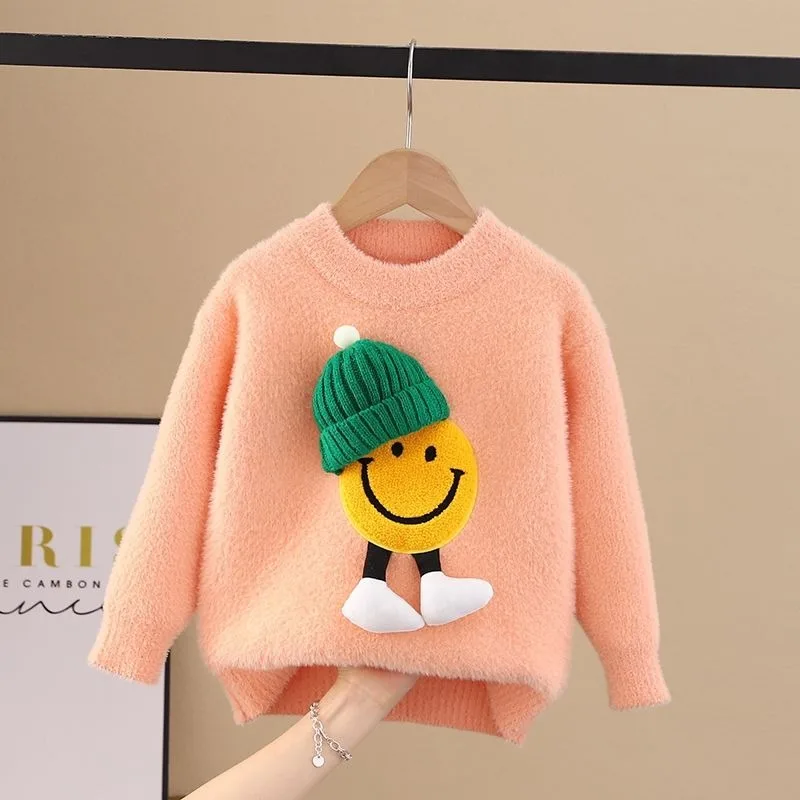 2-10 Years Girls\' Sweater Autumn And Winter New Fashion Warm Children\'s Sweater Cute Baby Jumper Kids Knitted Base Shirt