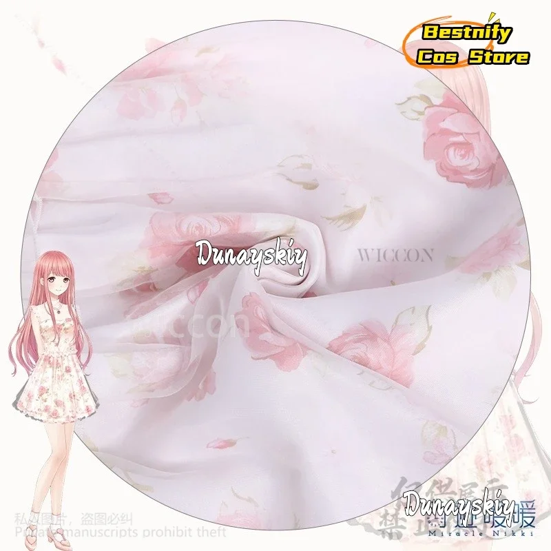 CosplayGame Nikki Cosplay Anime Floral Print Mini Dress Sexy Lace Patchwork Suspender Tie Pink Lolita Jirai Kei Girls Wigs плать