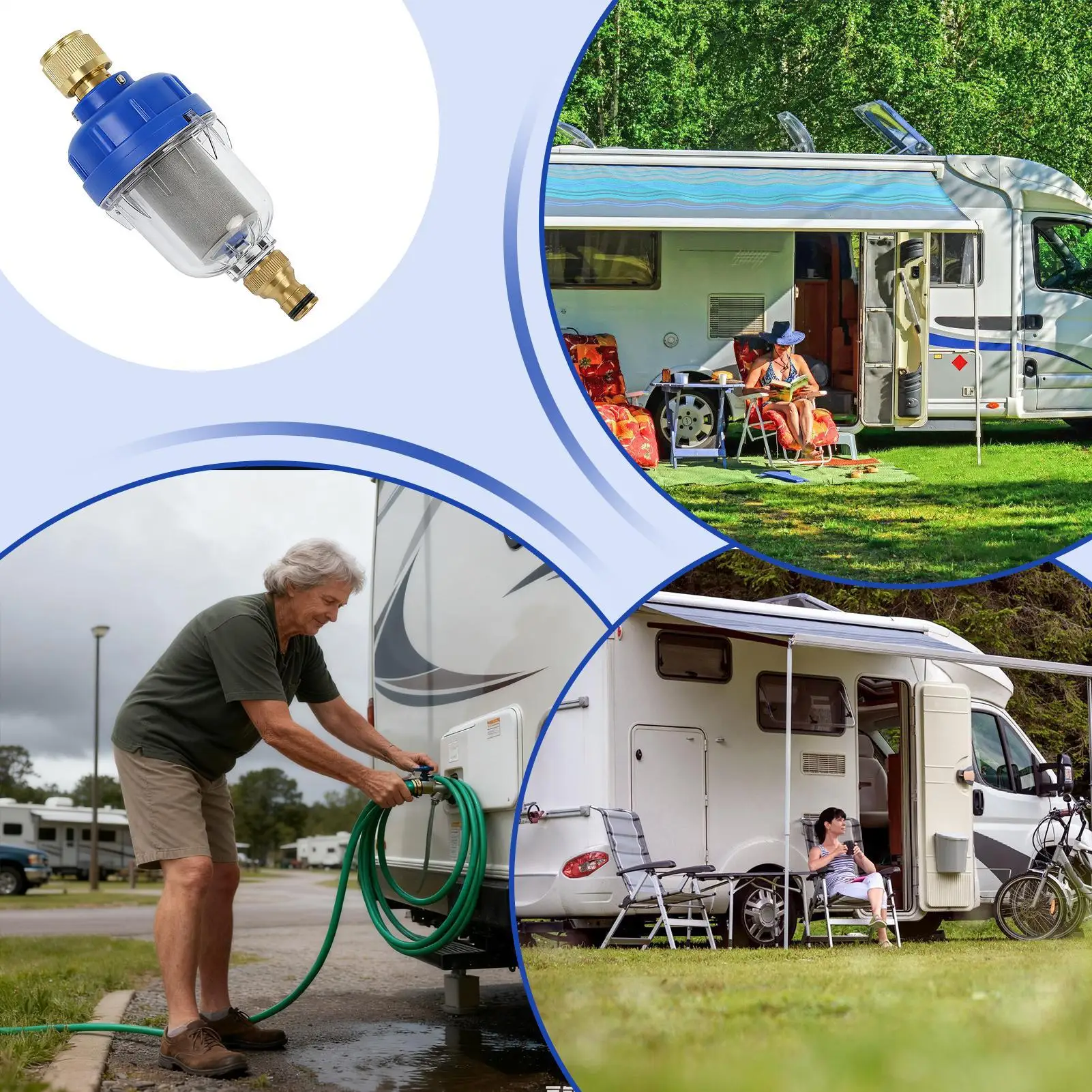 RV تصفية المدمجة صنبور تنقية التخييم في الهواء الطلق صنبور الشوائب تصفية للسفر مقطورة قافلة متنقل البحرية شرفة #4