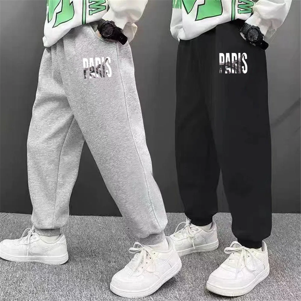 2025 Autumn Children Boy Jogger Pant Cotton Letter Paris Print Little Boys Sports Pants Elastic Waist Casual Boy Sweatpant BL11