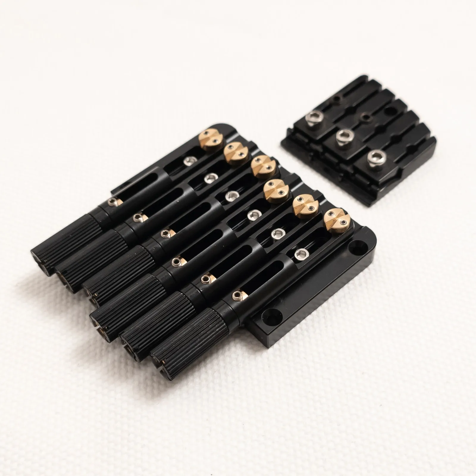 6 String Headless Guitar Bridge Locking Nut Set Fine Tuners Adjustable Saddles Headless Guitar Hardware Kit Black