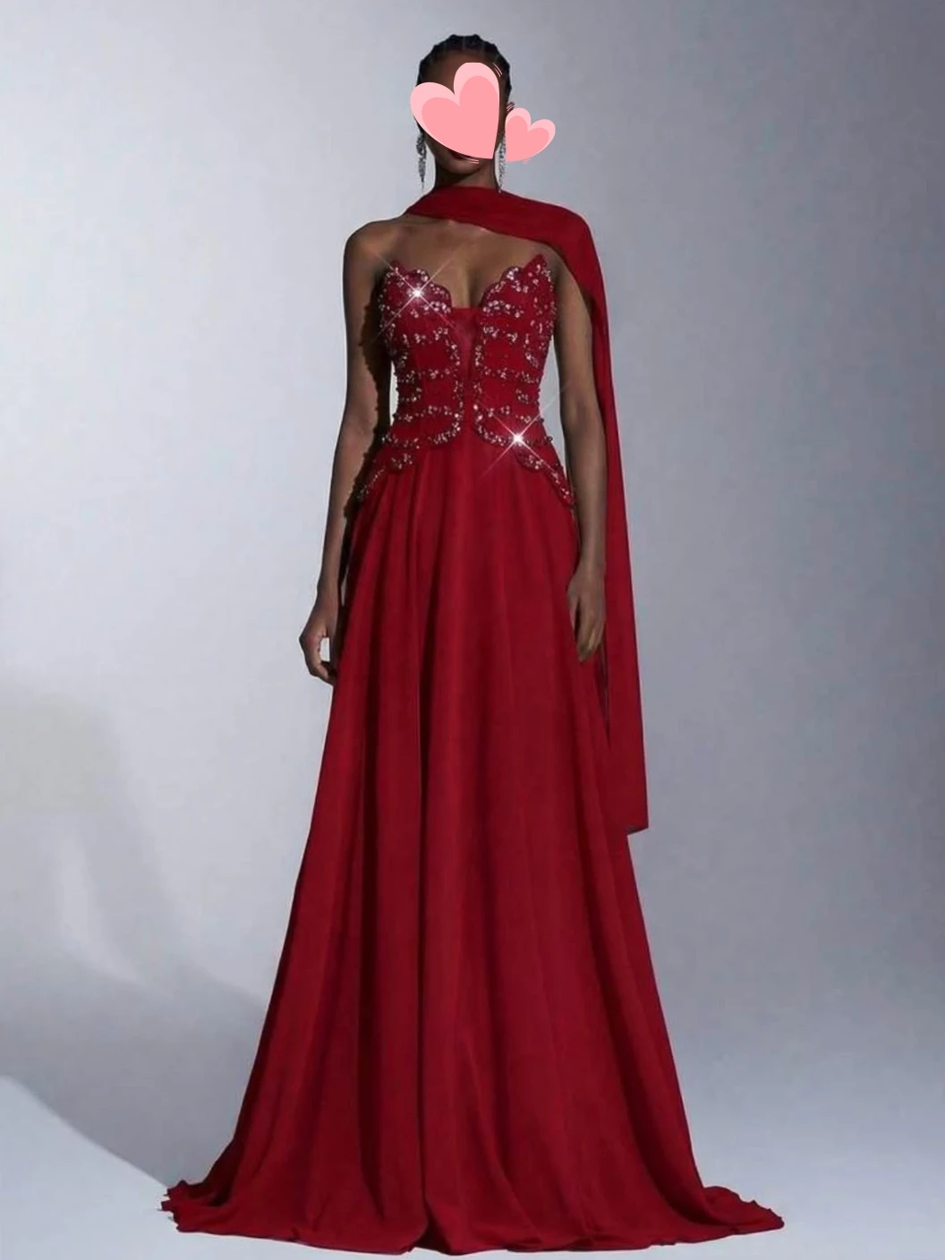 

Oisslec Dress Elegant Vintage Sexy Red Pearls Crystal Beads Stylish Customized Formal Occasion Prom Dress Evening Party Gowns