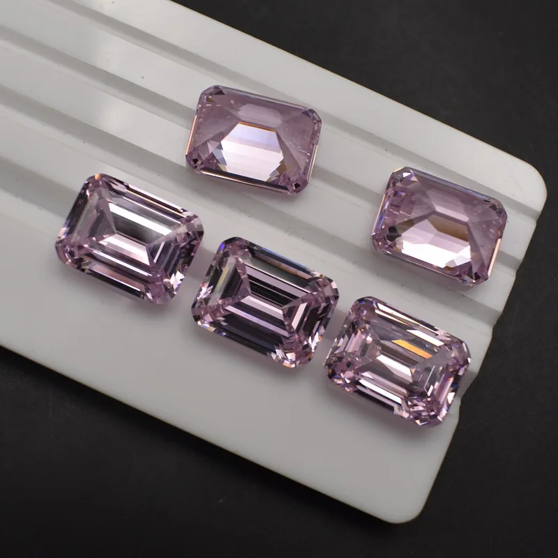 Grade AAAAA Light Pink Cubic Zirconia Rectangle Faceted Gemstone Emerald Cut Loose CZ Gems Multiple Sizes to Choose