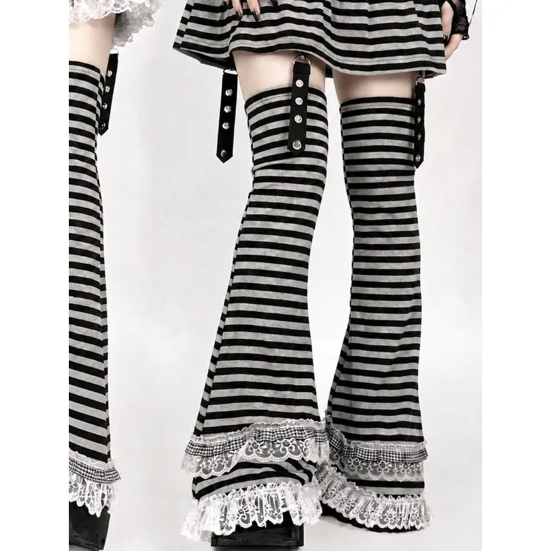 Harajuku Y2K Gothic Lolita Lace Knee‑Length Leg Warmers Ladies Cute Flare Leg Socks Soft Stylish Leg Cover Fashion Socks Cosplay
