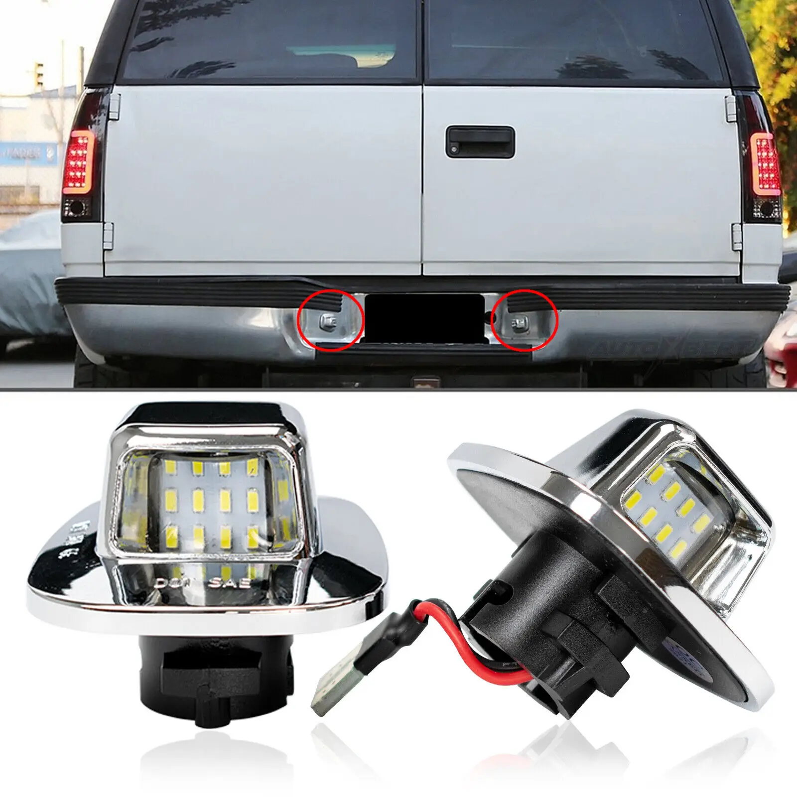 2x chromowana ramka pełna dioda LED oświetlenie tablicy rejestracyjnej tylna lampa zderzaka dla Chevrolet Chevy GMC C/K Series 1500 2500 3500 1988-2000 Pickup