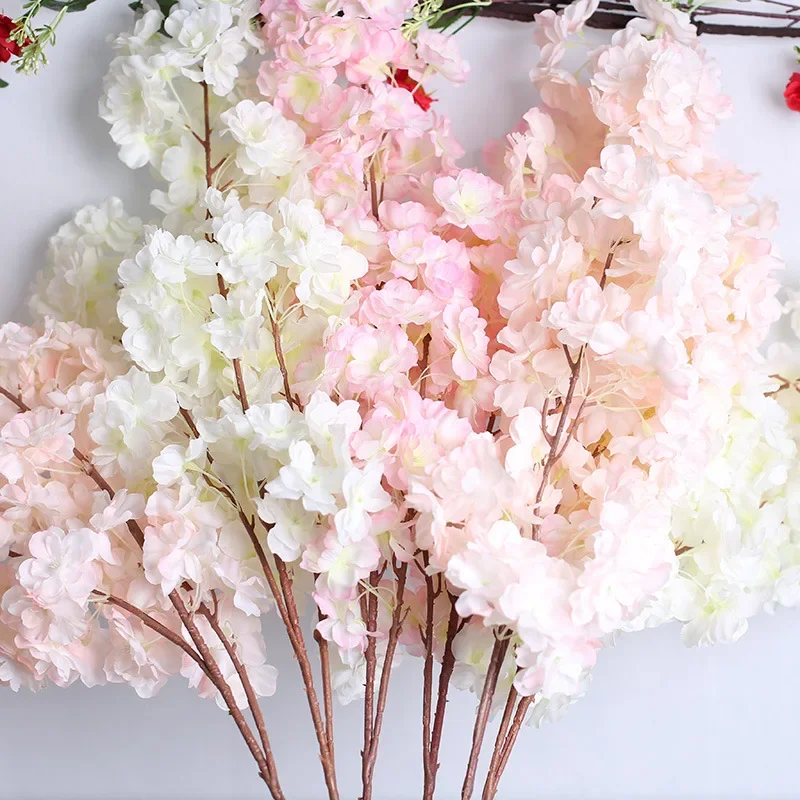 New 3-Fork Multi-Layer Cherry Blossom Artificial Flower Wedding Venue Scene Decoration Flower Bouquet artificial flowers Cherry