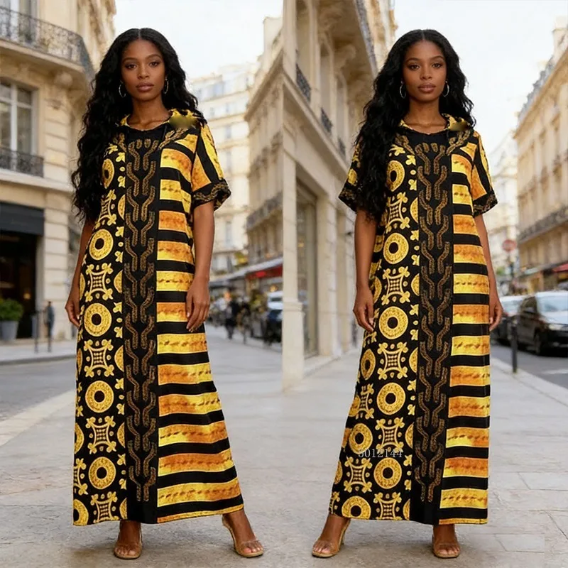 

Special printed hot drilling craft large size dress 2026 spring and summer new African Muslim long dress