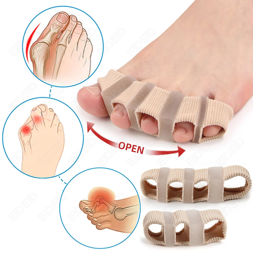 EiD 1-5 Holes 1Pc Silicone Finger Toe Protector for Bunion Corrector Material Soft Gel Straightener Spacers Stretchers Care Tool