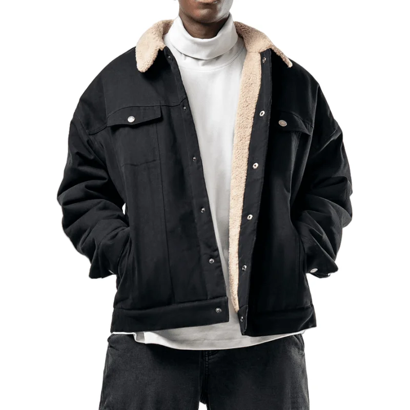 

2025 Autumn Winter Men Lamb Velvet Denim Jackets Men Streetwear Cowboy Outerwear Man Warm Denim Coats Men Fleece Jacket