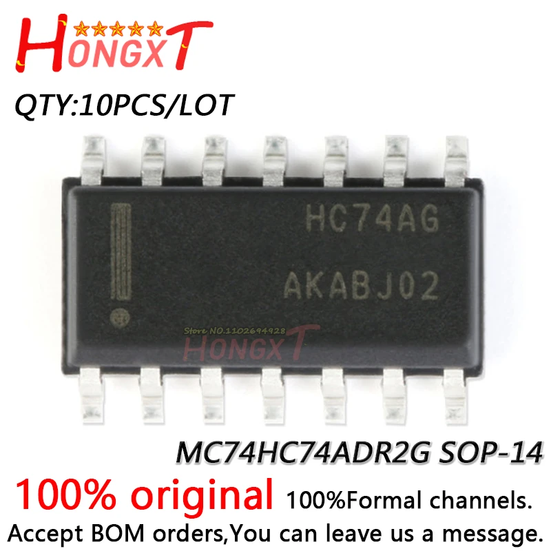 10 piezas, 100% nuevo, MC74HC74ADR2G, SOP-14.Chipset