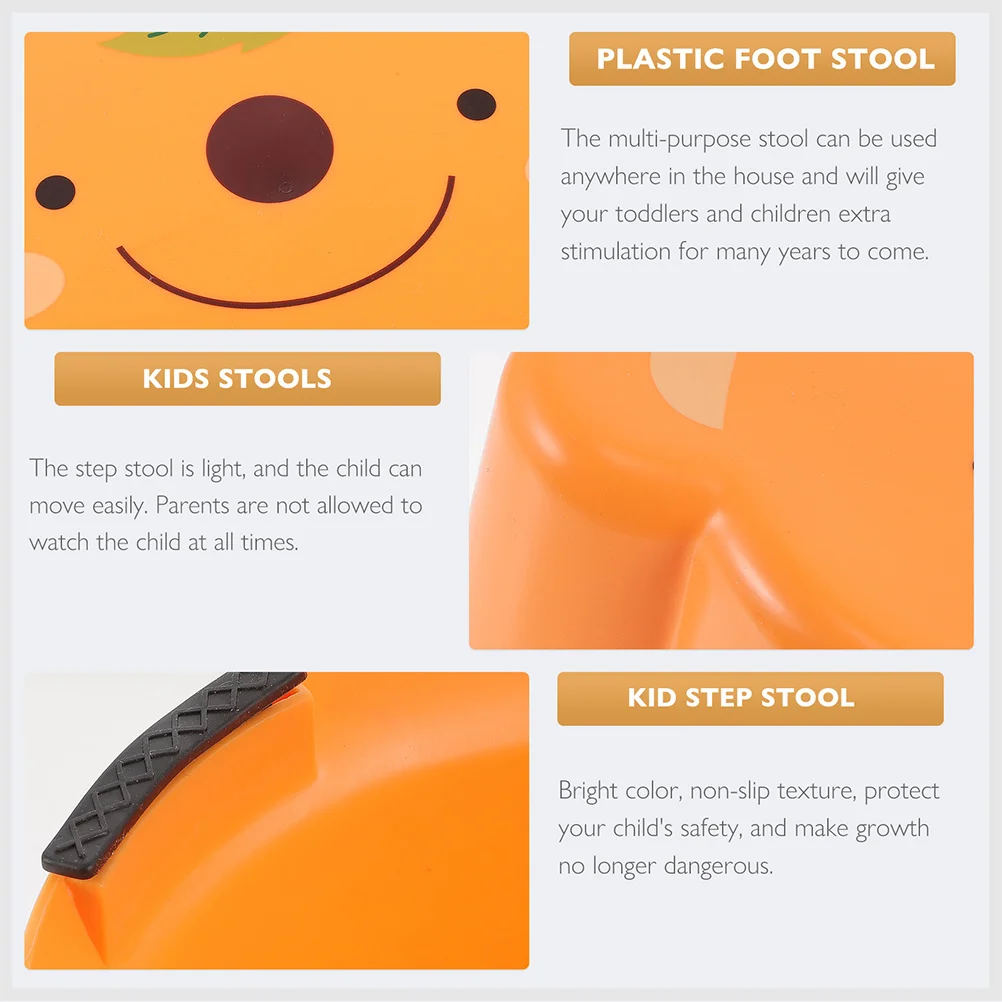 2Pcs Non-Slip Plastic Step Stool Cartoon Safety Low Stool for Changing Shoes Home Kindergarten Bathroom Use