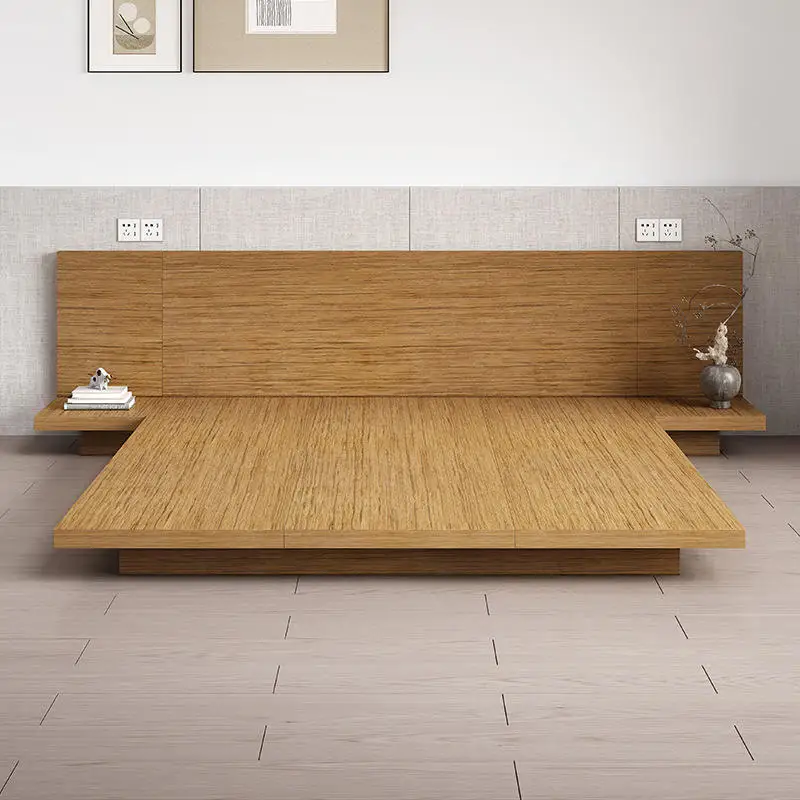 Wood Low Bed Simple Floor Bed LOFT for Apartment or Hotel Standard Room Factory Direct Bedroom Tatami Wood Bed
