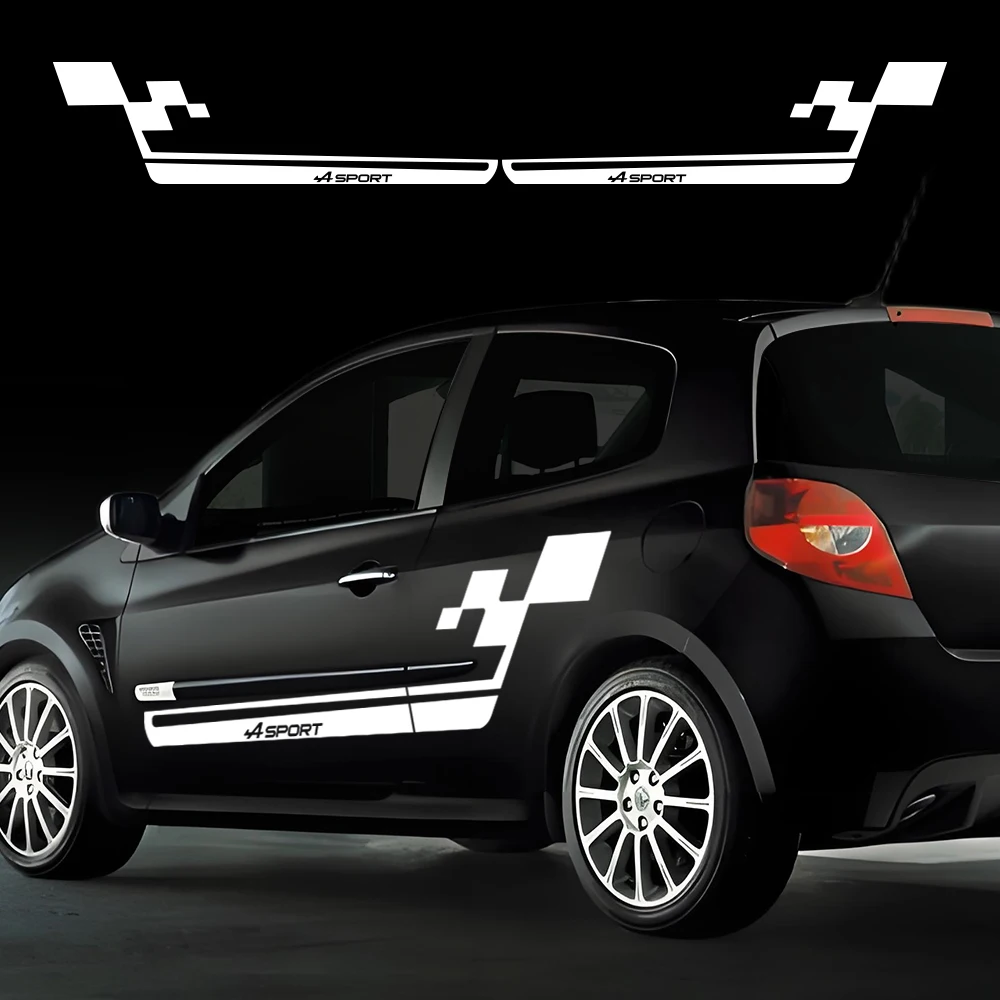 

Car Door Side Sticker Racing Sport Flag Vinyl Skirt Decoration Cover Auto Decor Decal for Renault Clio Cup RS Tuning Accessories