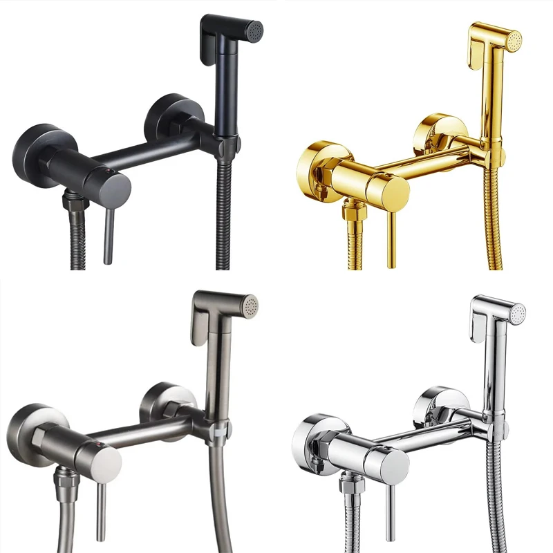 

Brass Faucet shower Bidet Portable Sprayer Bathroom Toilet Bidet Hot and Cold Mixers Water Valve Jet Set Hygienic Shower