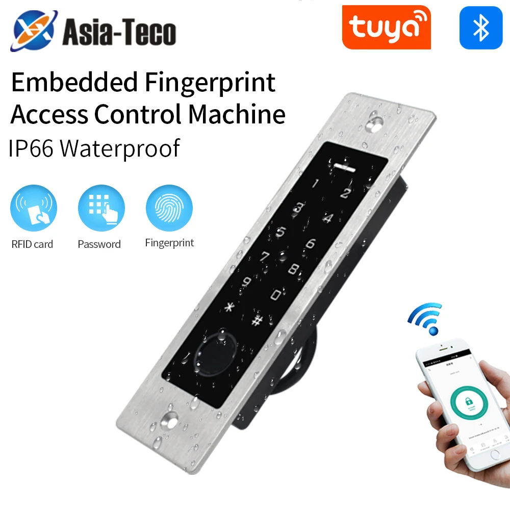 Tuya Waterproof Metal Fingerprint Access Control Keypad RFID 125Khz Embedded Design Reader Security Access Controller Bluetooth