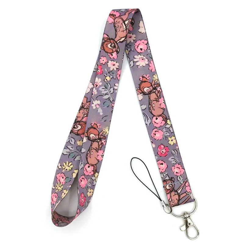 Disney Bambi Deer Neck Strap Lanyards ID badge card holder keychain Mobile Phone Strap Gift Ribbon webbing necklace