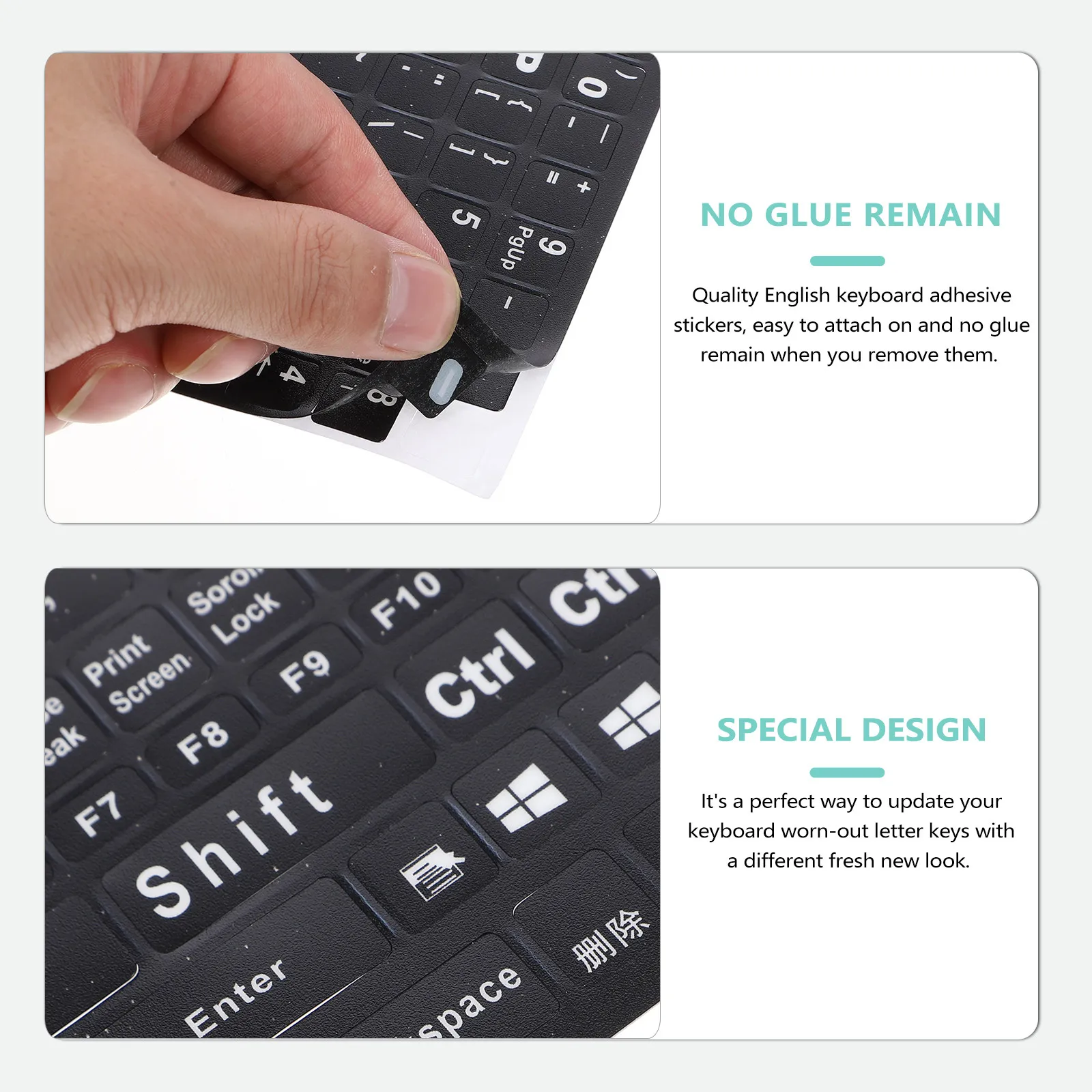 

Universal English Letter Keyboard Sticker, Full Layout Keyboard Skin for Laptop & Desktop PC, Durable Keyboard Accessory